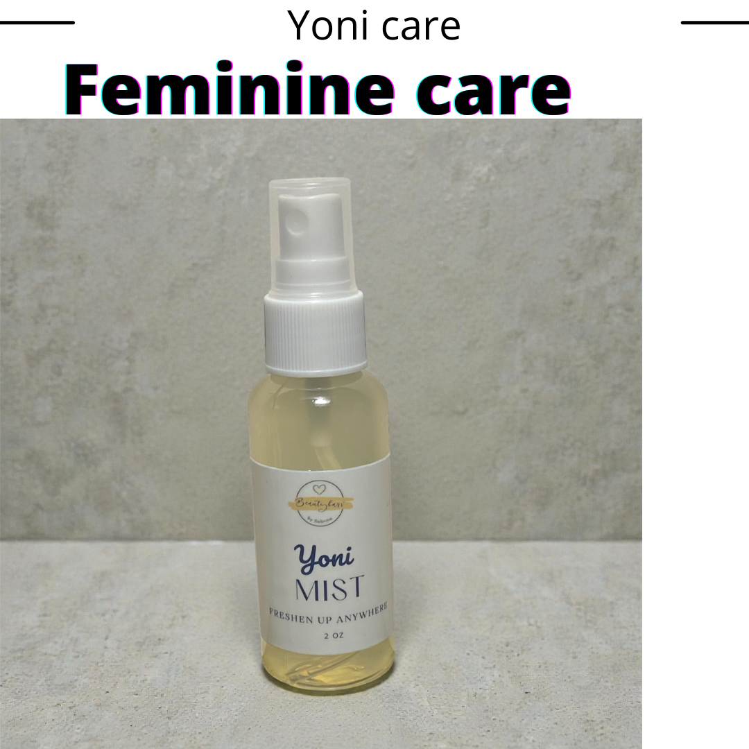 shop our feminine yoni care collection with a picture of a yoni mist with natural background