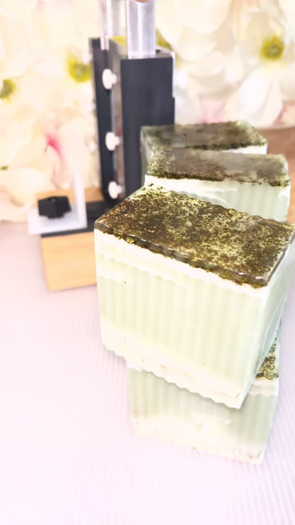 Video showing soap blocks on a table